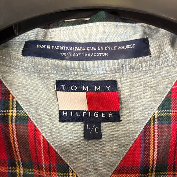 Tommy Hilfiger Vintage 90’s Plaid Color-block Button Down Shirt Size Large - Picture 4 of 7